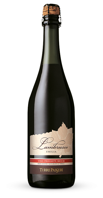 LAMBRUSCO DELL'EMILIA IGT SECCO FRIZZANTE TAPPO FUNGO 10,5º 0'75Lt TERRE PASSERI