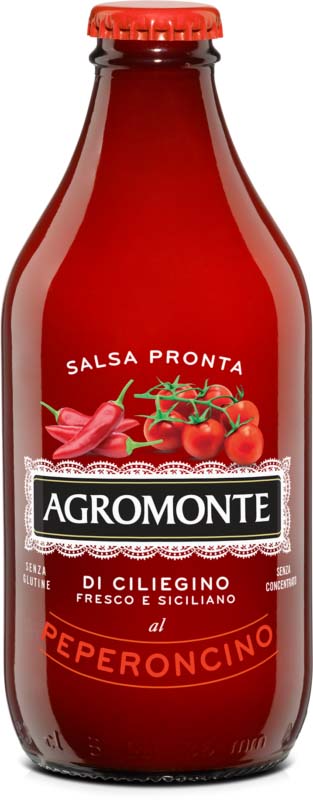 SALSA PRONTA CILIEGINO CON PEPERONCINO 330ML *12  AGROMONTE