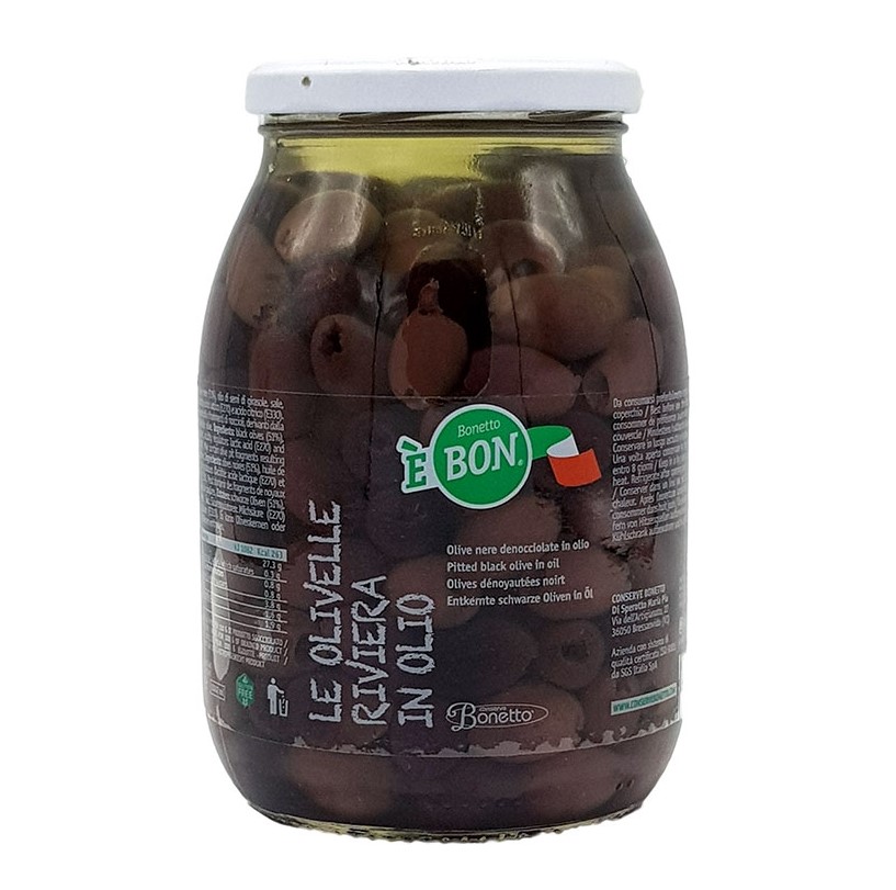 OLIVE RIVIERA NERE DENOCCIOLATE OLIO (1Kg x 6) BONETTO