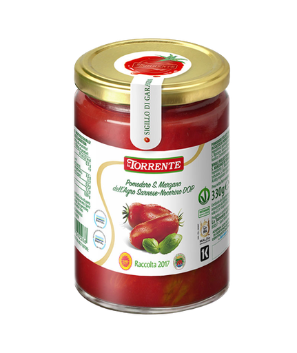 [130779] POMODORI PELATI DELL'AGRO SARNESE CON BASILICO 330GR*6 LA TORRENTE