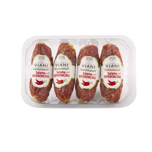 [104740] SALAME CON PEPERONCINO 150g x 4pz vaschetta atp 600g Aprox VIANI