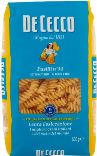 [300159] PASTA DI SEMOLA FUSILLI N34 500GR DE CECCO