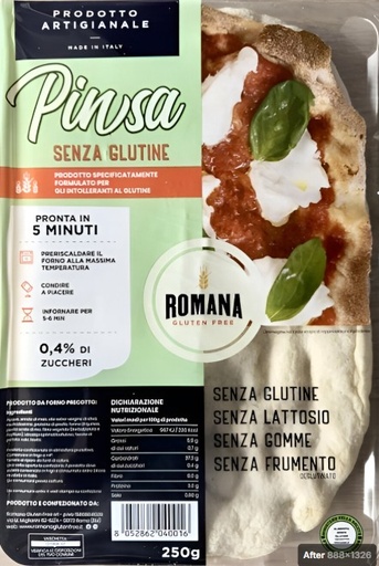 [806013] BASE PINSA ROMANA SENZA GLUTINE (250GR X 5) DI MARCO